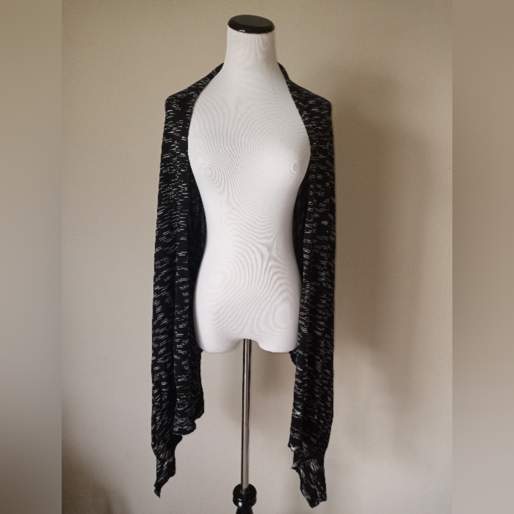 BCBGMaxAzria Black Cardigan with White Stripe Speckle